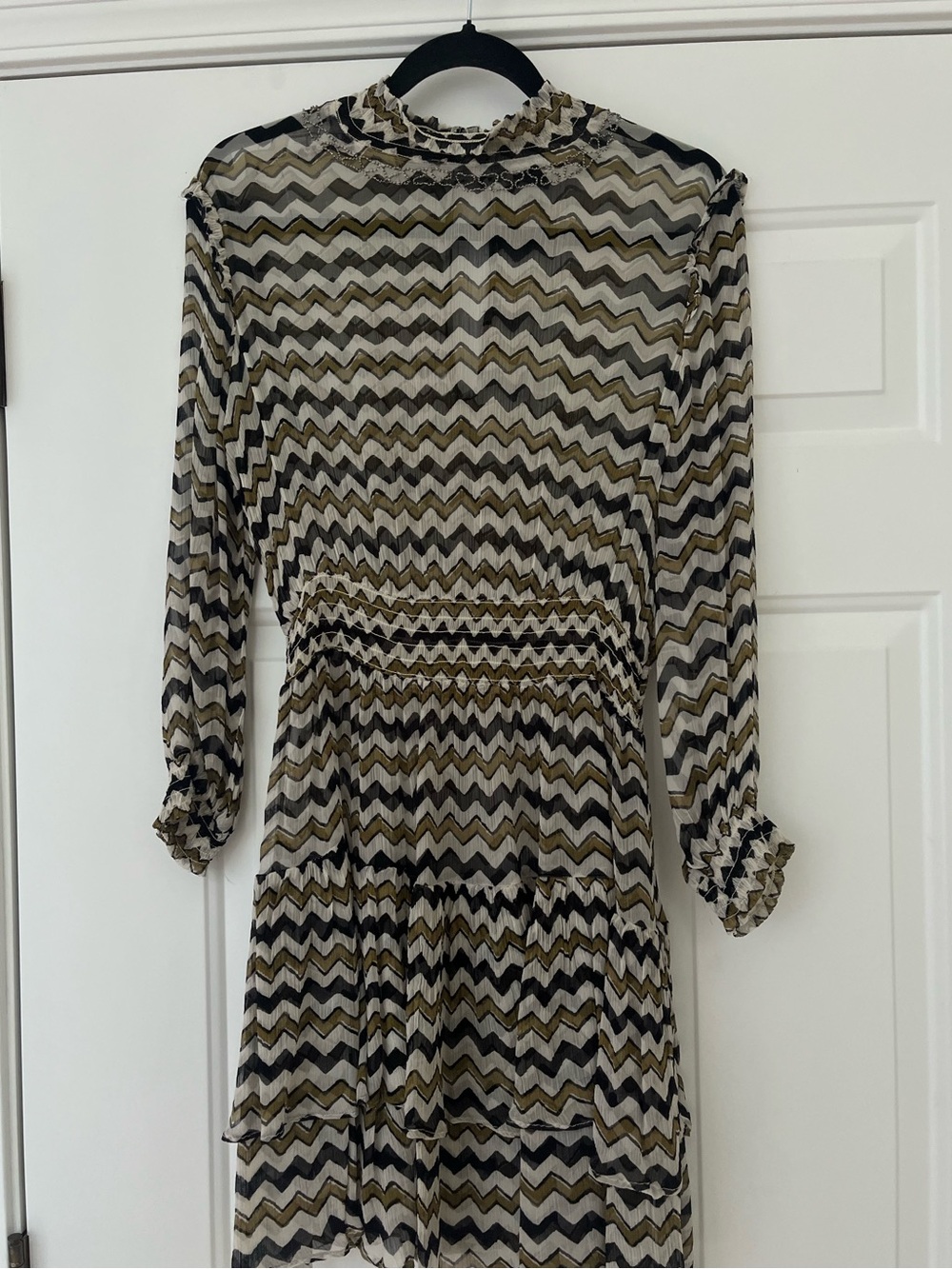 Anthropologie Chevron Smocked Waist dress